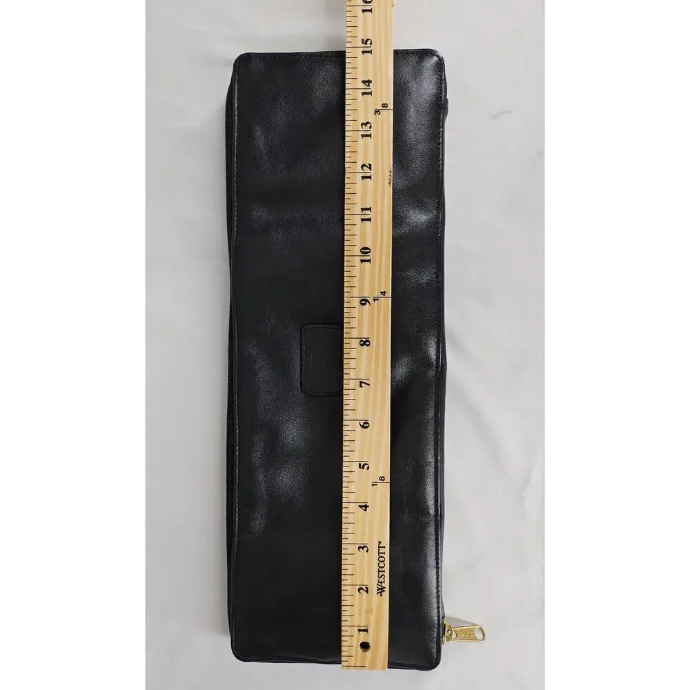 GIVENCHY VINTAGE BLACK COWHIDE LEATHER HANGING TIE HOLDER TRAVEL CASE ZIP BIFOLD